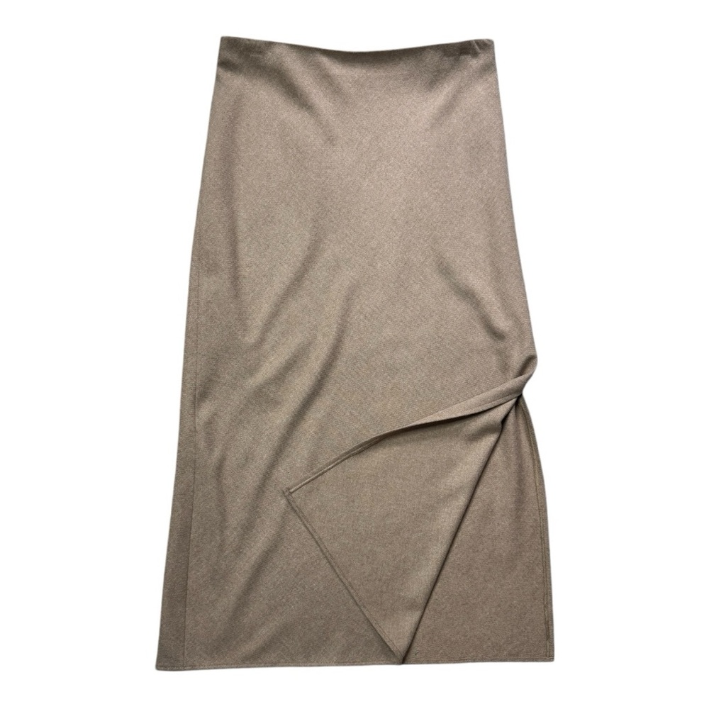 Vince Brushed Flannel Side Slit Slip Skirt in Tan size 10 - Picture 3 of 13